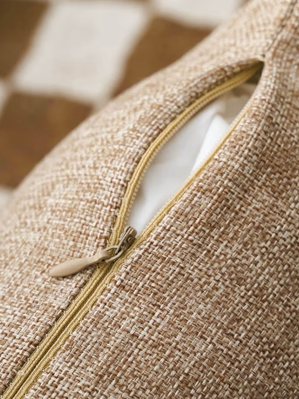 Set of 4! Neutral Tan Linen Throw Pillow Cover - Picture 3 of 3